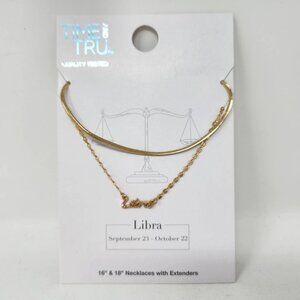 Time And Tru Libra Necklace Set - 16" & 18" Gold Tone with Extenders